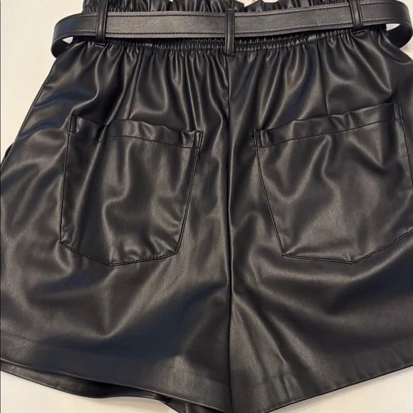 Zara High Waist Black vegan leather Shorts - Picture 7 of 11